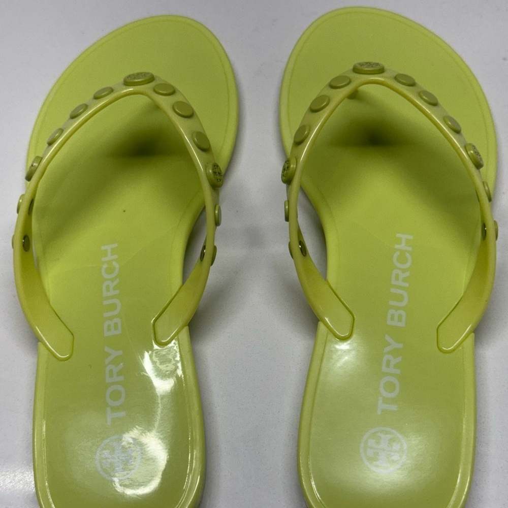 Tory Burch Lime Green Flip Flops Size 5 “ Worn twice, Like New” - Picture 4 of 6